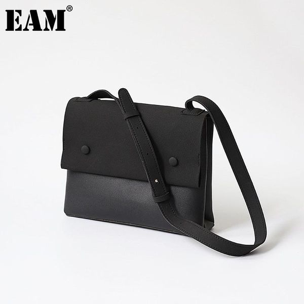 

cross body [eam] women brief student bag pu leather flap personality all-match crossbody shoulder fashion tide 2021 18a1478