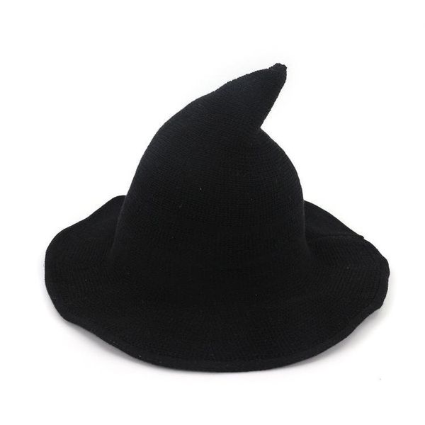 

halloween witch hat men's and women's wool knit hat fashion solid, Blue;gray