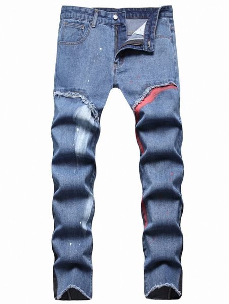 

romwe guys ripped skinny jeans e4zz#, Blue