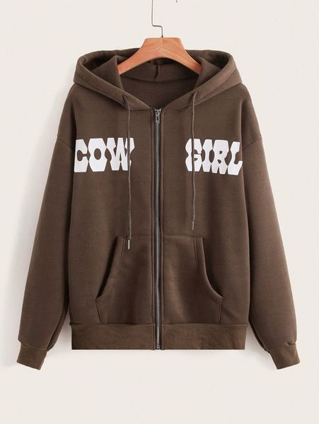 

letter graphic zip up hooded sweatshirt p9ad#, White;black