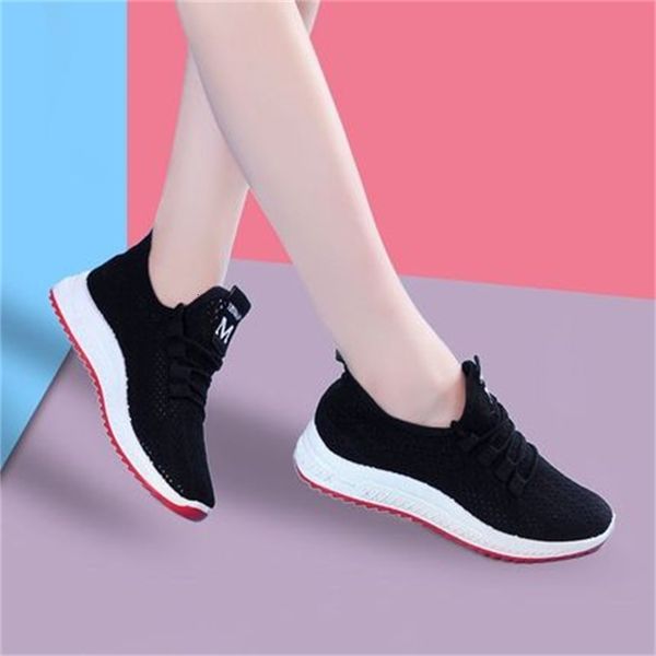 

woman summer vulcanized hiking shoes for the female... lace-up... sneakers with breathable mesh... sportswear... women's white shoes. e, Black