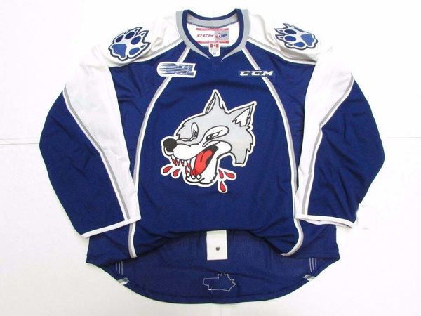 Costume Sudbury Wolves Ohl CCM Hockey Jersey Adicione qualquer nome Número Mens Kids Jersey XS-5XL