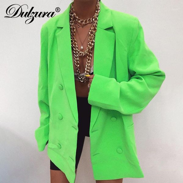 

dulzura women blazer coats causal office long jacket outwear solid pocket slit button streetwear clothes 2019 autumn winter1, White;black