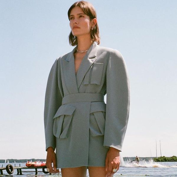 

hadara collected waisted suits women fashion casual slim blazers suit women elegant pockets mini skirts suits female ladies ji, White