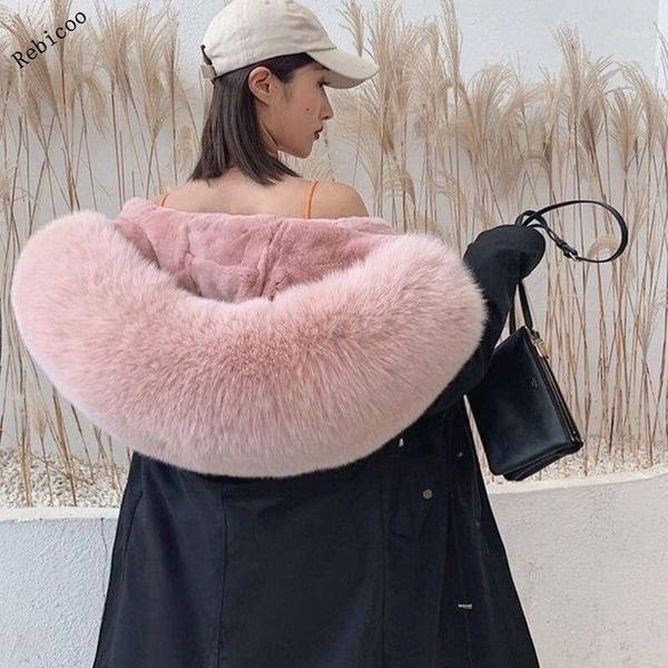 

30 degrees snow wear x-long parkas winter jacket women fur hooded clothing female fur lining thick winter coat women outwear1, Black