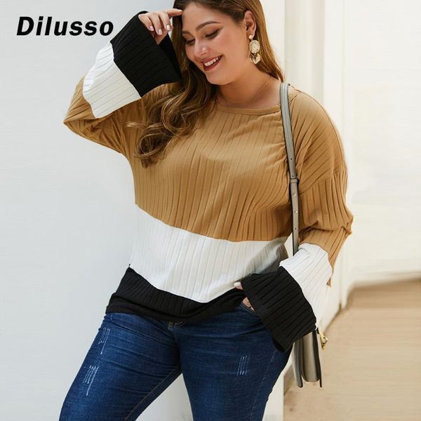 

womens fashion plus size patchwork long sleeves o-neck shirt t-shirt cotton ladies loose #d31, White