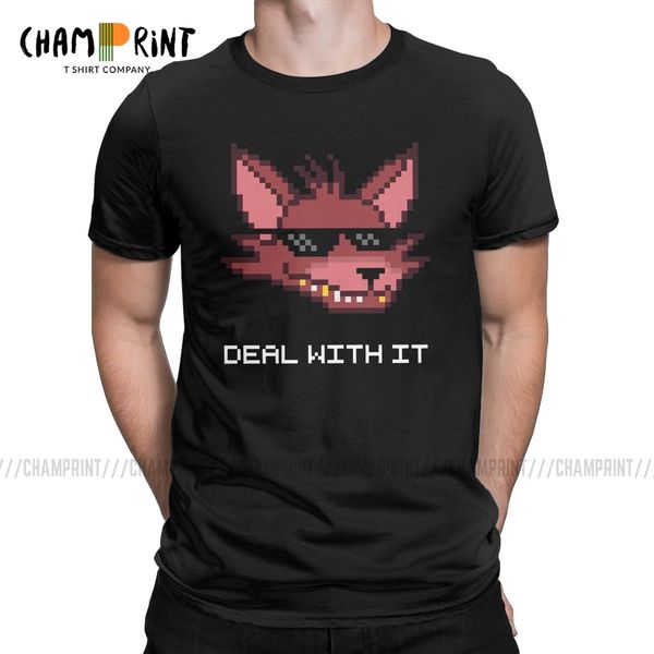 

men's five nights at freddy's fnaf foxy deal with it funny short sleeve clothes crew neck printed sport hooded sweatshirt hoodie m