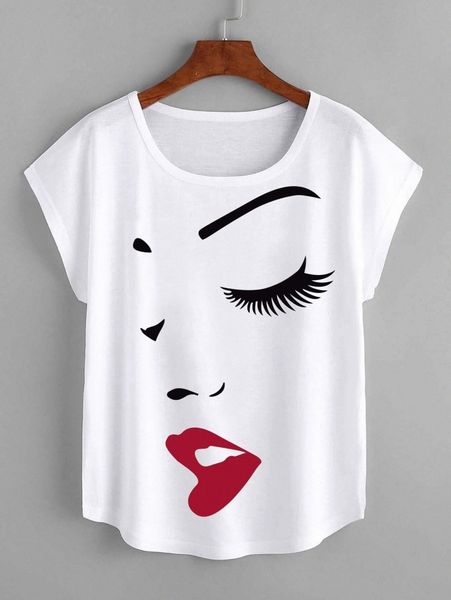 

plus figure graphic batwing sleeve tee 88xy#, Black