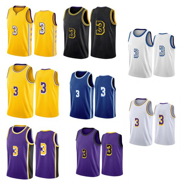 

men anthony 3 davis basketball jersey yellow black white purple, Black;red