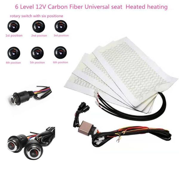 

car seat covers 12v universal 6 level round switch carbon fiber heated heating heater pads winter warmer ki1