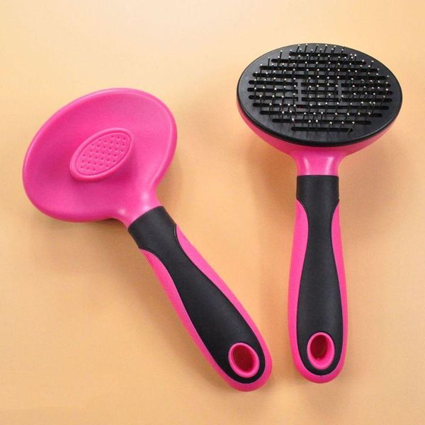 

new type pet comb cat dog general-purpose matic hair removal pets self-cleaning combs thick open needle style q wmtvtz, Silver