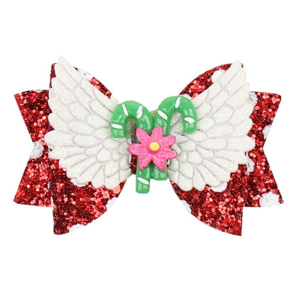 

3inch christmas double-deck hair bows girls hair clips sequin cartoon kids barrettes party baby bb clip designer hair accessories, Slivery;white