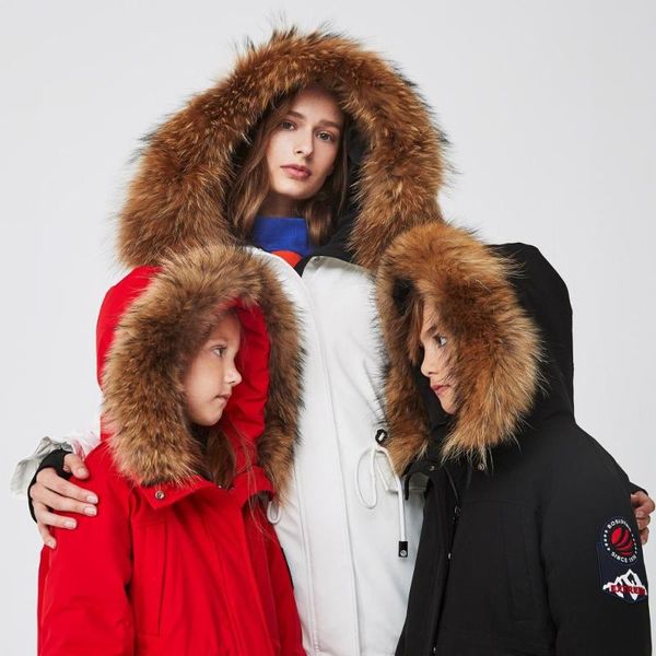 

bosidengg children's wear hooded real fur collar down jacket mid-length warm coat winter [extremely cold series] t90142031, Blue;gray