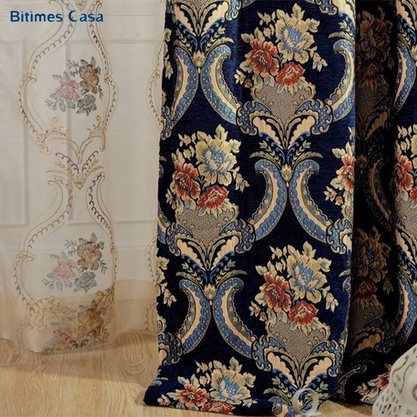 

luxury royal jacquard chenille blackout window curtain for living room bedroom wedding room high shading heavy weight home decor