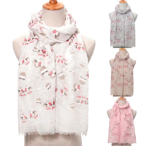 

scarves women winter bird snowflake print scarf warm long shawl shawls szalik damski zimowy, Blue;gray