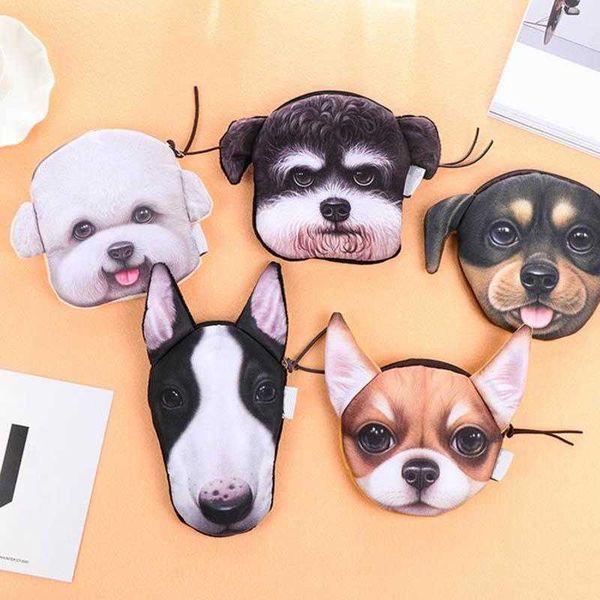 

wallet coin purses 1 pcs purse zipper dog pattern printing fashion for money cards keys lby2021, Red;black
