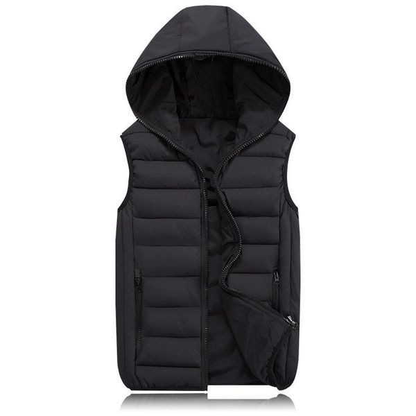 

2020 new spring autumn sleeveless jacket for men fashion warm hooded male winter vest light plus size mens work vests waistcoat, Black;white
