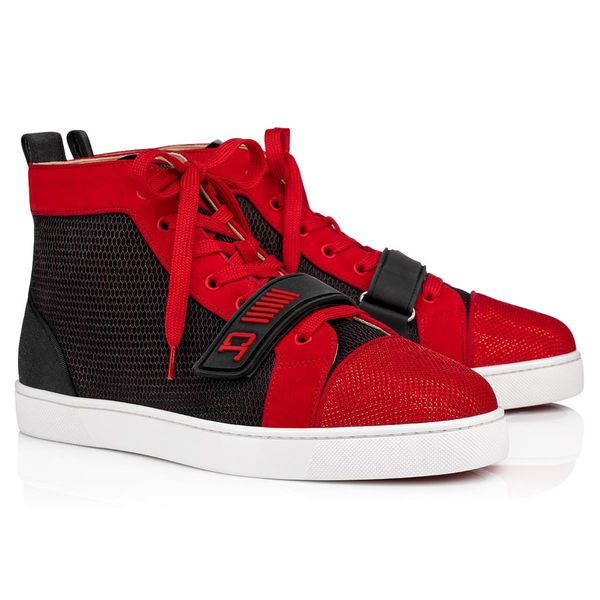 

20 high sneakers red bottom orlato vs mens flat mesh high cut sneakers black red loubiflat with velcro jogging walking trainers with box