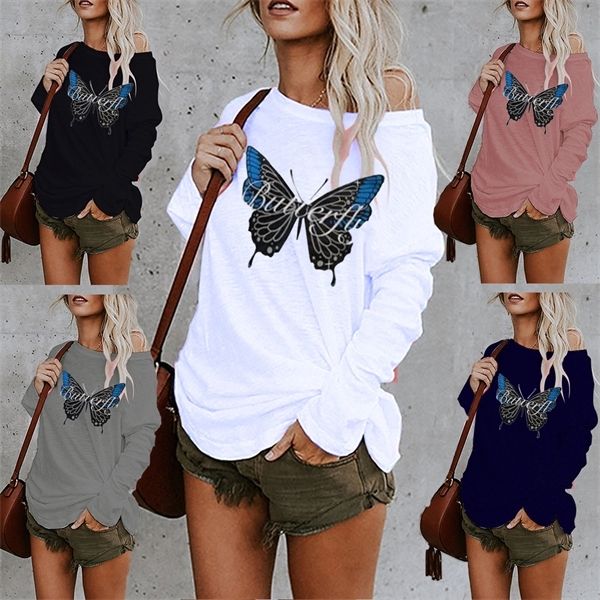 

2020 new women's round neck loose casual printed long sleeve t-shirt, Black;brown
