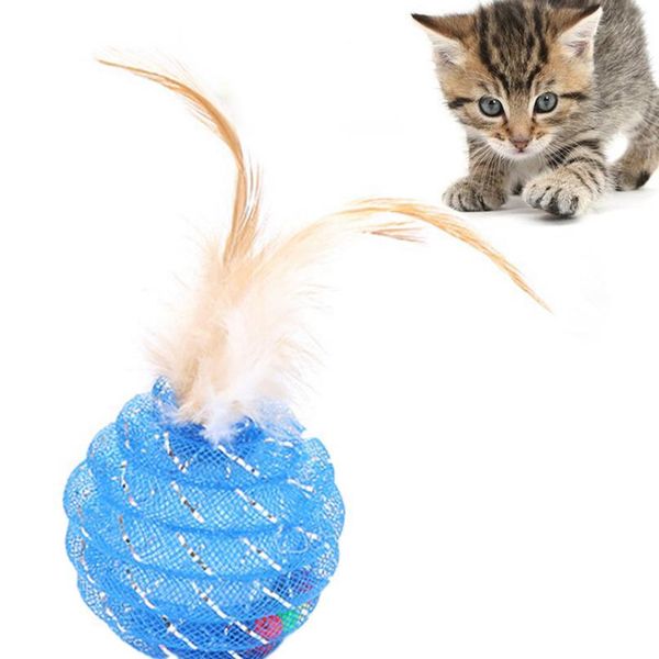 Bunte Katzen Federbälle Spielzeug Kratzen Katzen Spielzeug Spielen Interaktives Kauen Kunststoffrohr Rollen Ball Zug jllrQt