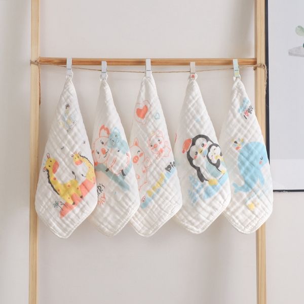 

5pc/set printed gauze square scarf swaddle blanket baby bamboo muslin swaddles baby bibs for newborn kidsq1221