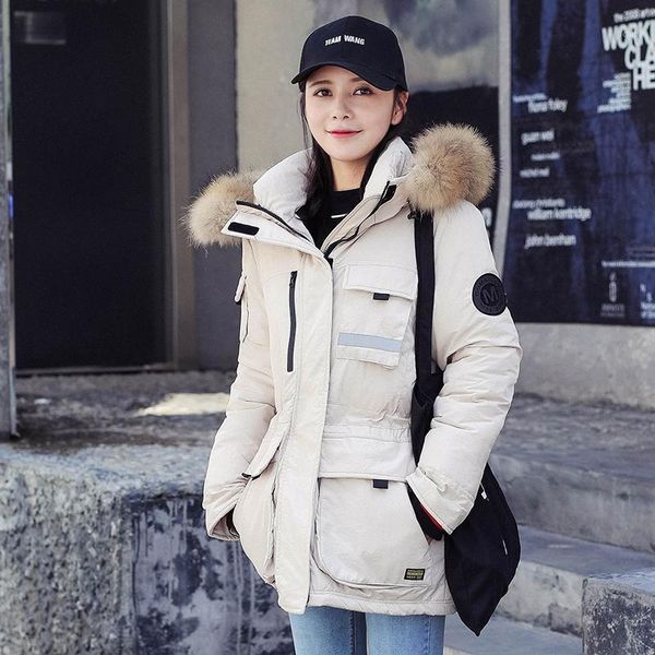 

fashion winter jacket women hooded parka coat casual thicken warm faux fur collar cotton jacket coat female1, Black