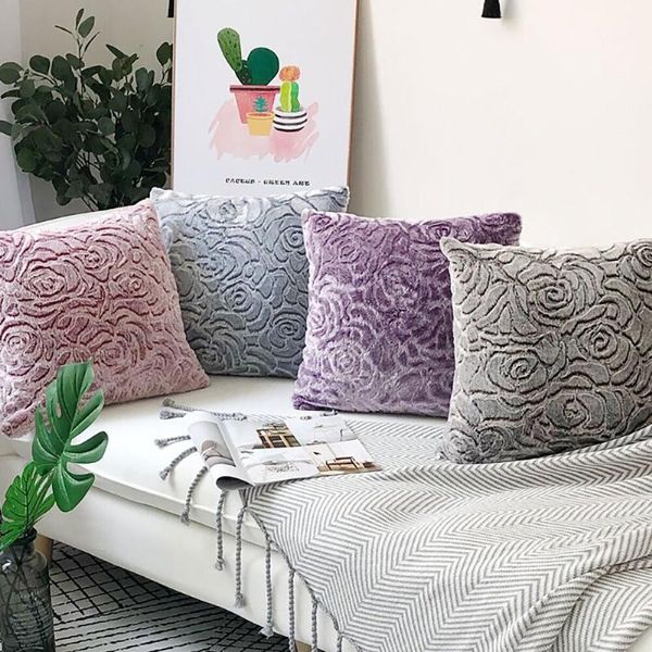 

cushion/decorative pillow solid pink rose pillowcase cozy corduroy decorative throw pillows cover velvet cushion for bed couch sofa chair1
