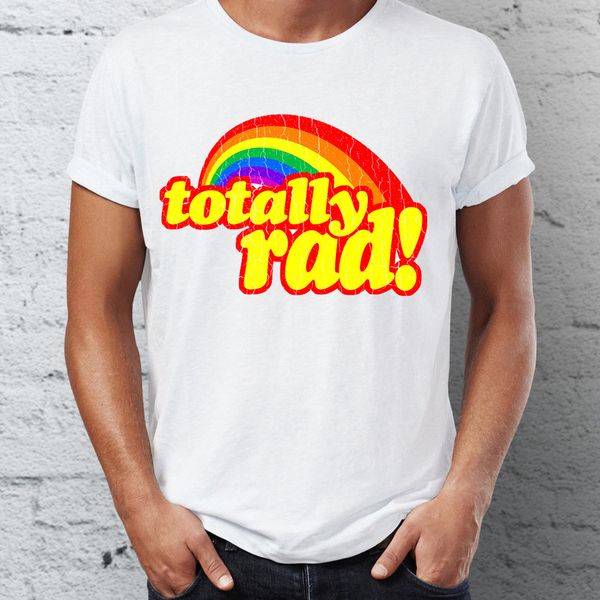 

men's t shirt totally rad rainbow funny awesome tee sport hooded sweatshirt hoodie