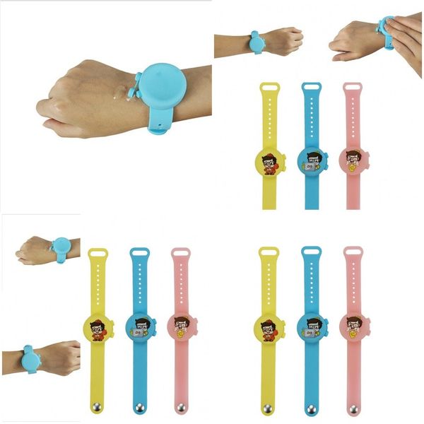 

silicone wristband fashion watch hand sanitizer bracelets portable for children wash round shape mix color safe 15ak f2
