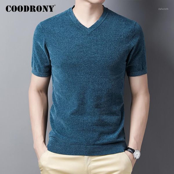 

coodrony brand sweater men short sleeve v-neck pullover men clothing autumn winter fashion casual slim fit jumper sweaters c11861, White;black