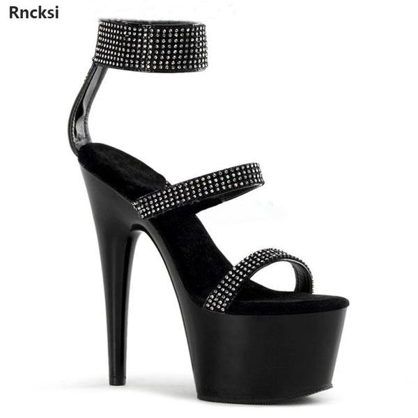 

sandals rncksi summer women's shoes 15 cm high heels platform party, Black