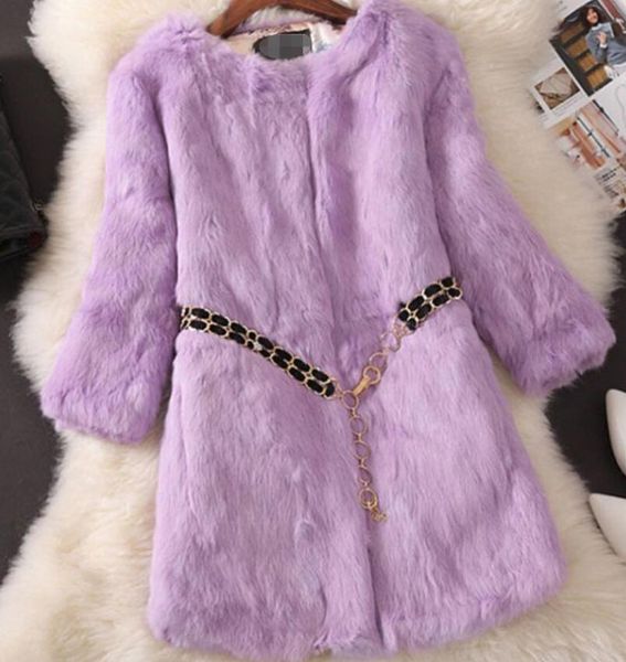 

women's fur & faux 2021 coats imitation jacket round neck slim size feminine clothing parks outerwear, Black