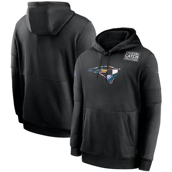 

2020 new england patriots men woemn kid crucial catch sideline performance pullover football hoodie black, Black;red