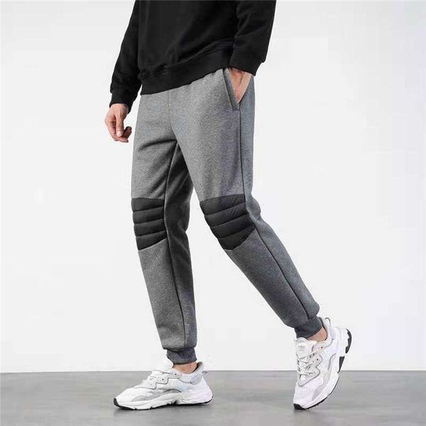 

mens pants winter thick down sport style ith letters printed side street wear hip hop track pants fashion joggers, Black