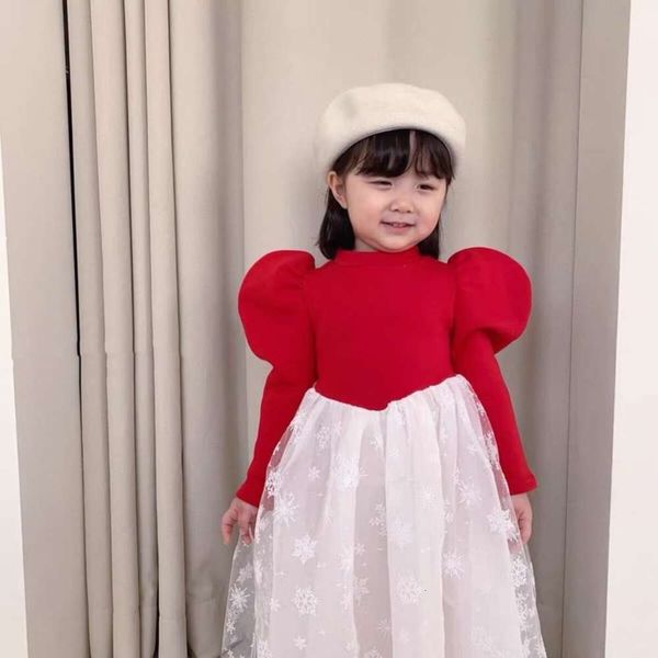 

skirt children's korean christmas snowflake plush girl's childhood drs, Red;yellow