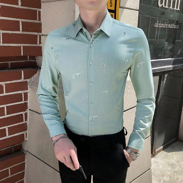 

classic business casual shirt men long sleeve slim formal dress shirts british style male streetwearsocial party blouse camisa1, White;black