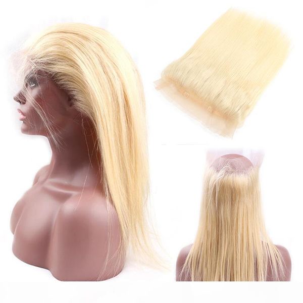 

blonde 22.5*4*2 inches 360 lace frontal with baby hair brazilian straight 613 blonde human hair360 lace frontal by fedex, Black;brown