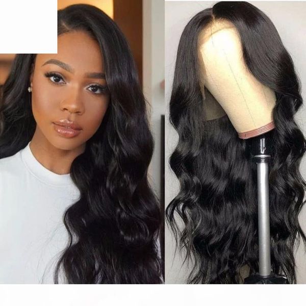 

lace wig human silk brazilian virgin body wave lacefront 4x4 frontal long glueless wavy lace front human hair wigs silk base, Black;brown