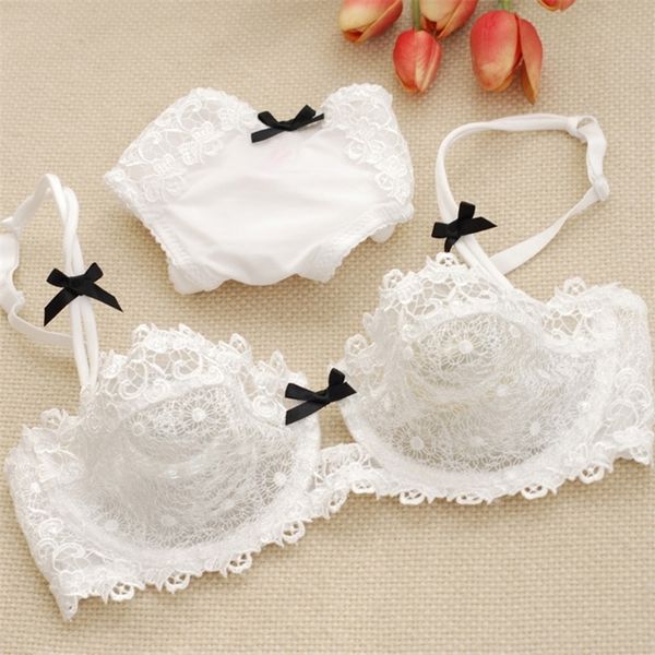 

bra set women ultrathin transparent bow decoration lace embroidery bras underwear women lingerie women set plus size summer bra lj201211, Red;black