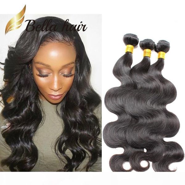 

3pcs lot 100 unprocessed brazilian hair extension 10~24 human hair weft natural color body wave bella hair bundles julienchina, Black