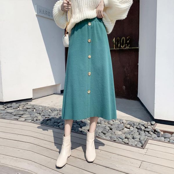 

new autumn 2021 vintage female mesh elegant fashion solid color high-waisted long-to-line button skirt plissada y321 xh4a, Black