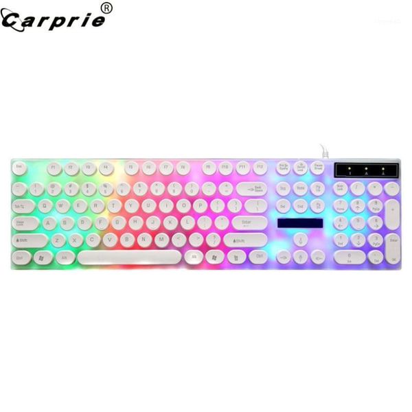 

caprpie waterproof wired keyboard 104 round keys rainbow backlight usb gaming keyboards for lapdesksmart tv 9071