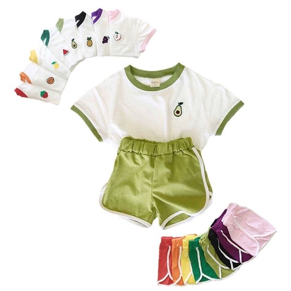 

2020 newborn infant kids clothes set cute fruit pattern print boy girl t-shirts+shorts pants outfits 2pcs summer baby set y200623, White
