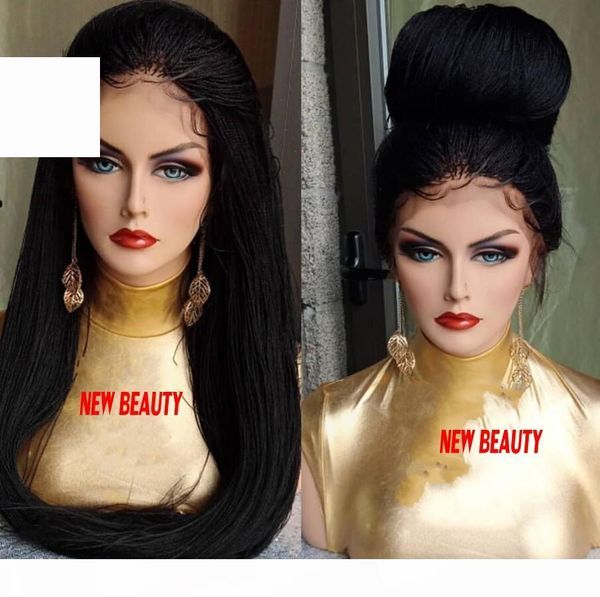 

black braiding wigs micro braided synthetic lace front wigs with baby hair for black women