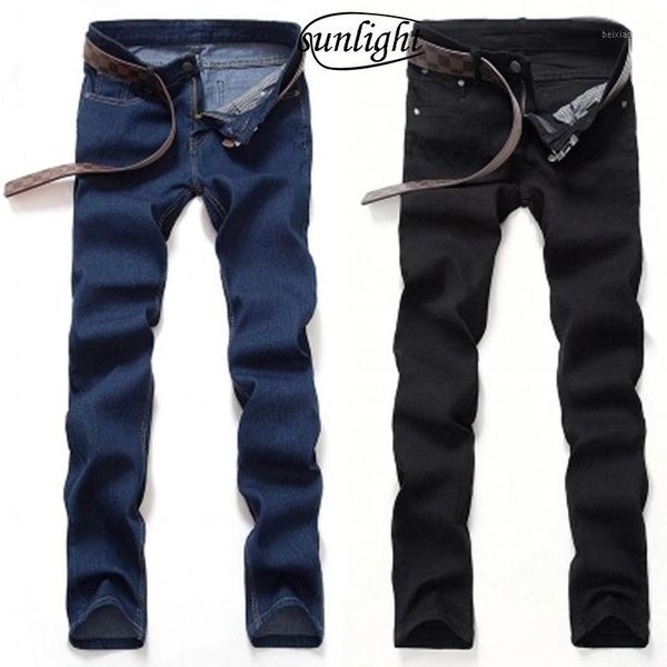 

new 2017 mens fashion boutique pure color slim leisure jeans / grey black blue mens casual midweight jeans male pants1