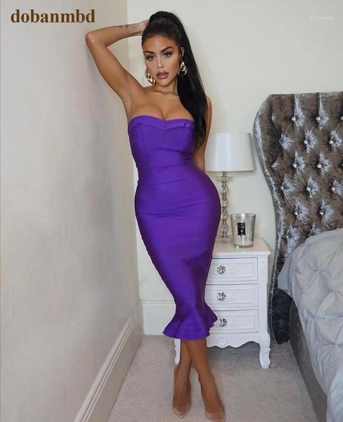 

2020 women's fashion bandage dress party strapless bodycon fishtail knitted dress autumn mermaid christmas vestido1, Black;gray