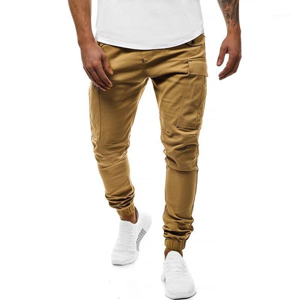 

men's pants isuivivor 2021 men's slim thread closing foot mouth fashion casual multi-pocket solid color sports pants1, Black