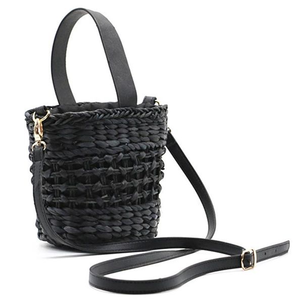 

богемский стиль модные сумки ручной работы простой природные соломы сумка crossbody woven пляжная сумка для женщин черный