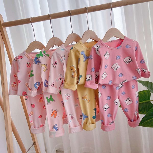 

winter 2020 and new children's underwear set pure cotton cloth autumn pants boy / girl baby pajamas home wear217k, Blue;red