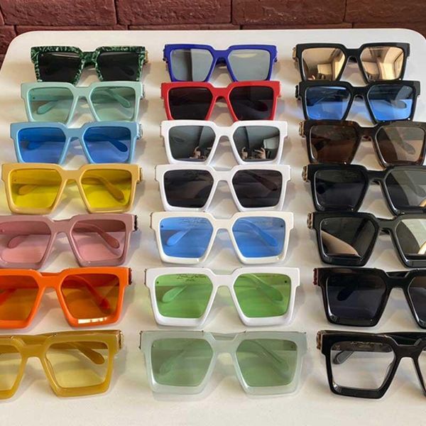 

96006glasse 2020 official latest color fashion sunglasses millionaire square frame continuous retro decorative glasses with box, White;black